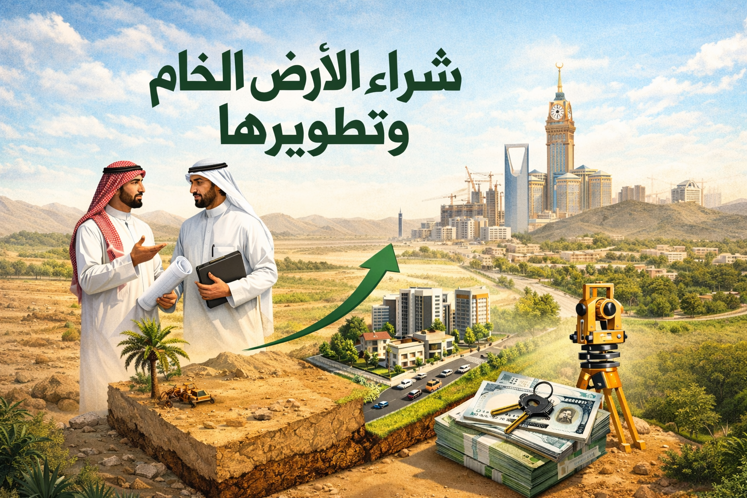 شراء الأرض الخام وتطويرها